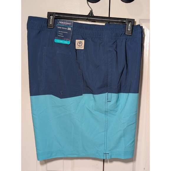Trinity Coast Mens Blue/Turquoise Two-Tone Drawstring Swim Shorts XXL 2XL NWT - Picture 3 of 4